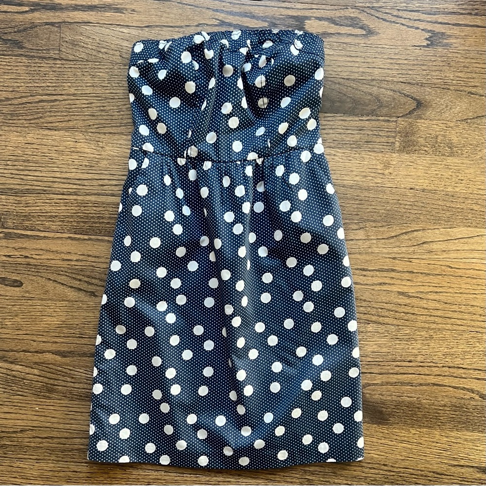 The Limited strapless dress- size 0 navy blue / cream